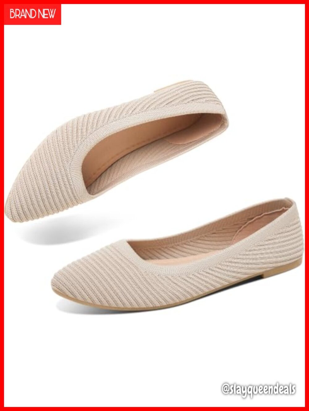 Womens Knit Ballet Flats Pointed Toe Slip On Dressy Casual Walking Shoes